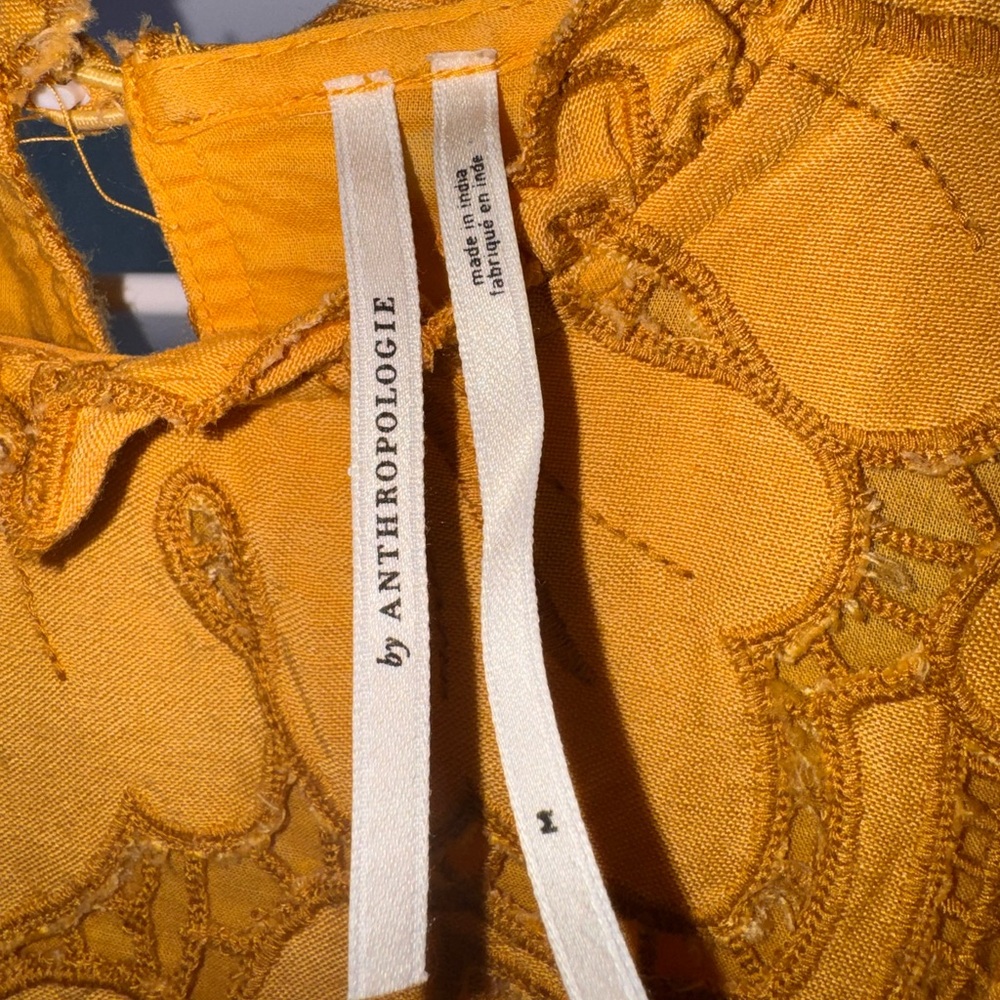 Anthropologie Mustard Floral Lace Blouse - Picture 5 of 5